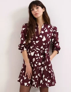 Pure Cotton Heart Print High Neck Mini Dress