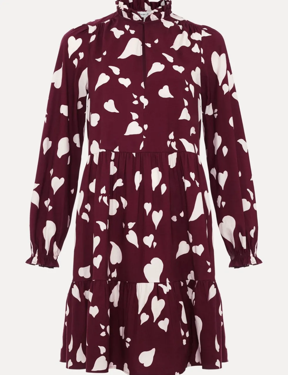 Pure Cotton Heart Print High Neck Mini Dress