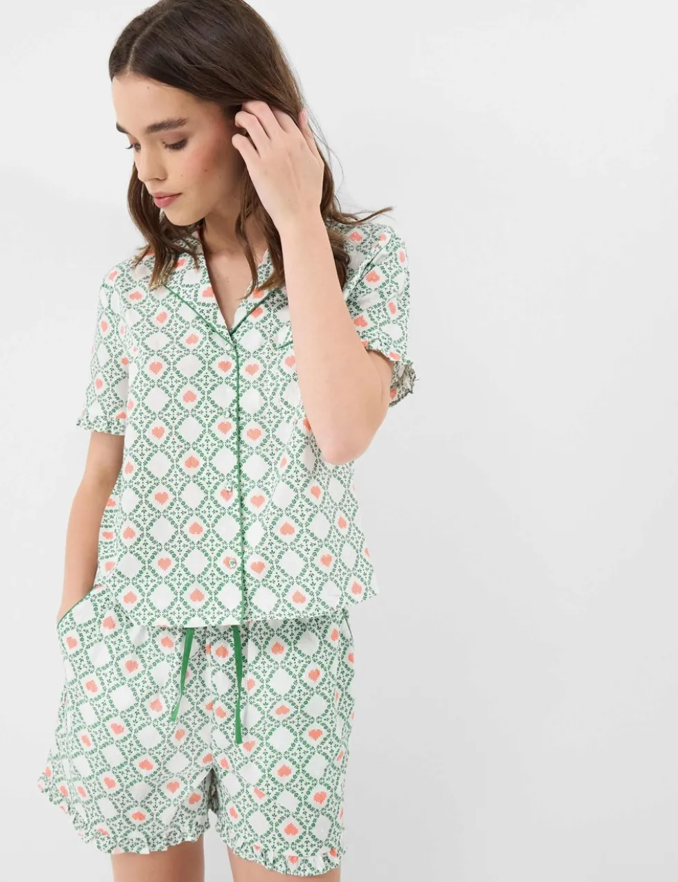 Pure Cotton Heart Print Shortie Set