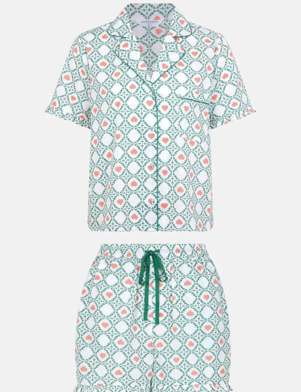 Pure Cotton Heart Print Shortie Set