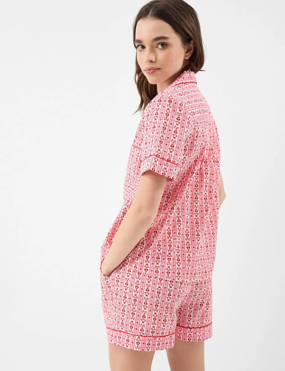 Pure Cotton Heart Print Shortie Set