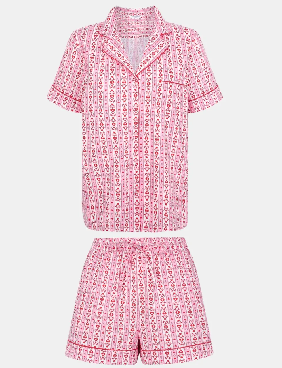 Pure Cotton Heart Print Shortie Set