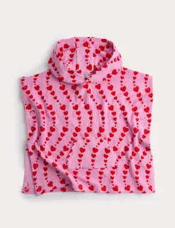 Pure Cotton Heart Printed Poncho (2-8 Yrs)