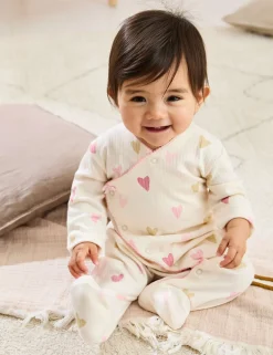 Pure Cotton Heart Sleepsuit (0-12 Mths)