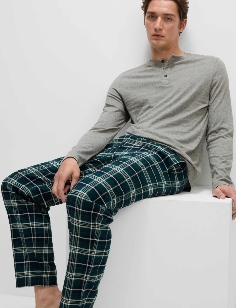 Pure Cotton Henley Check Pyjama Set