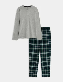 Pure Cotton Henley Check Pyjama Set