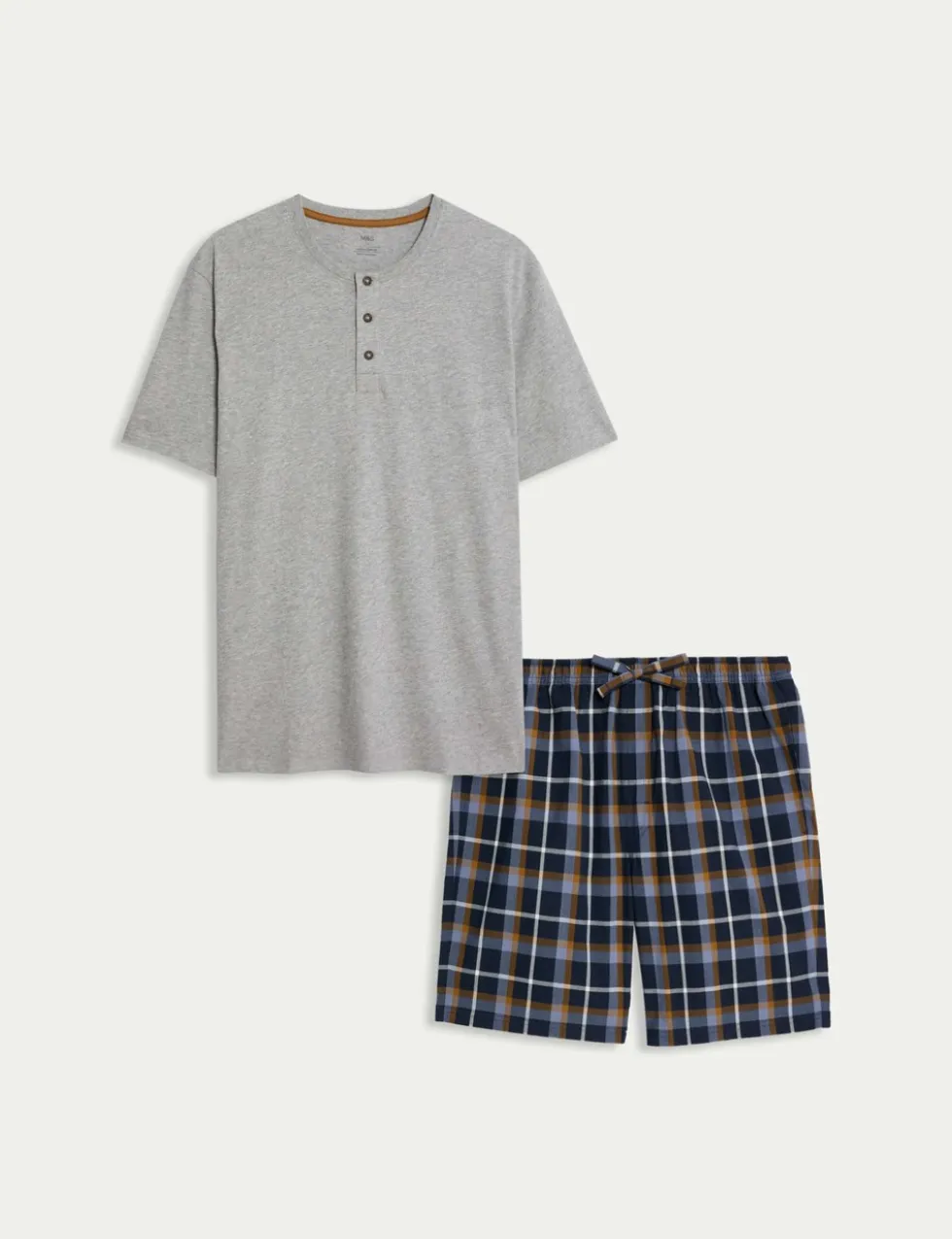 Pure Cotton Henley Checked Pyjama Set