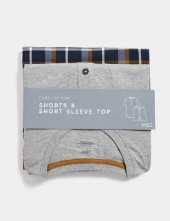Pure Cotton Henley Checked Pyjama Set