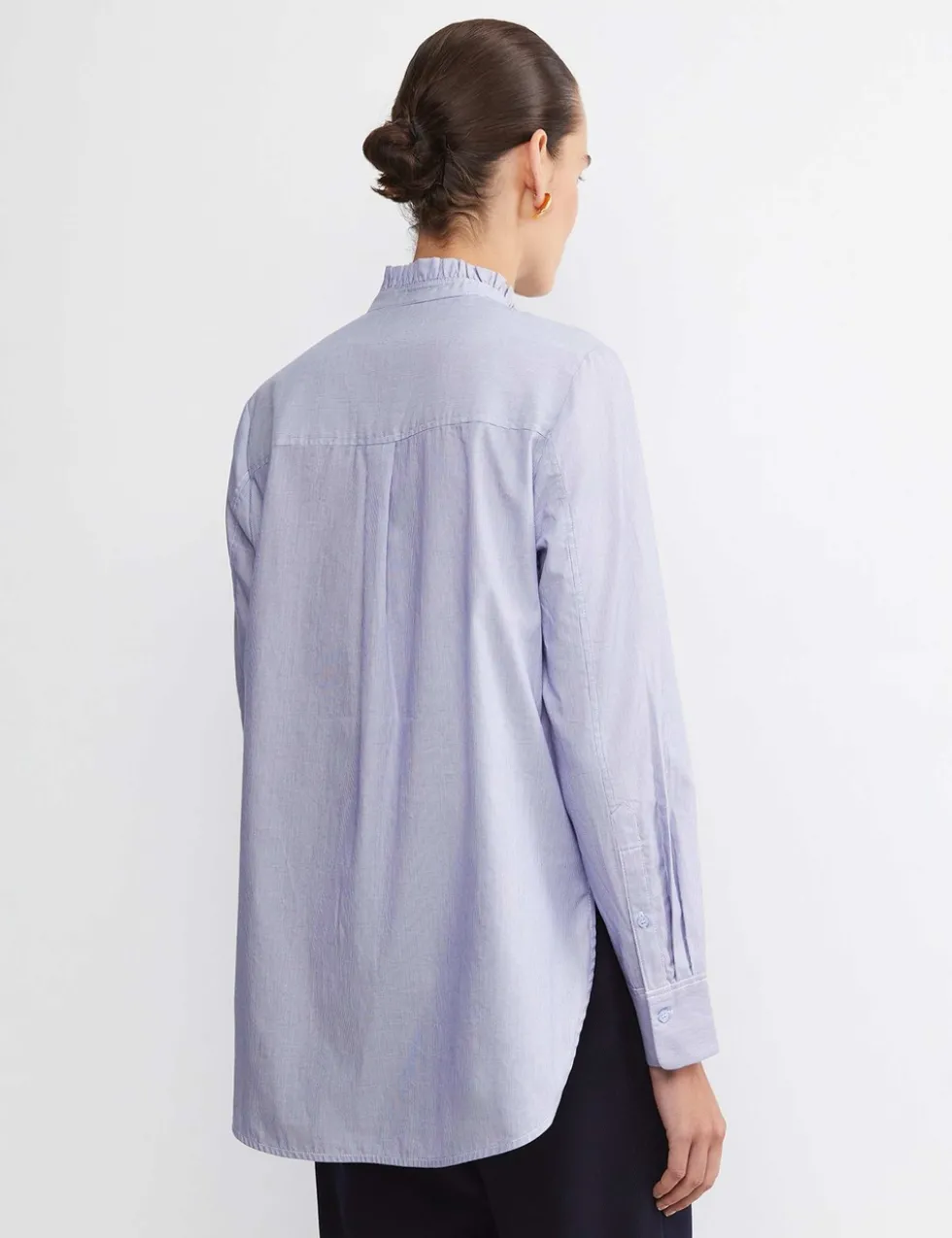 Pure Cotton High Neck Ruffle Blouse