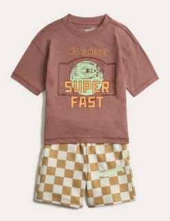 Pure Cotton Hotwheels™ Top & Bottom Outfit (2-8 Yrs)