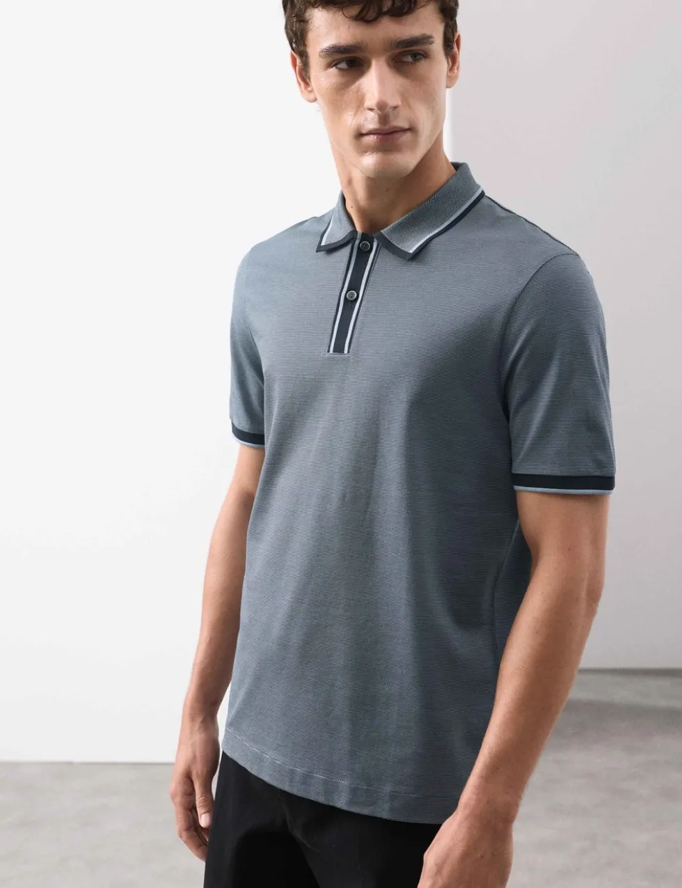 Pure Cotton Jacquard Polo Shirt