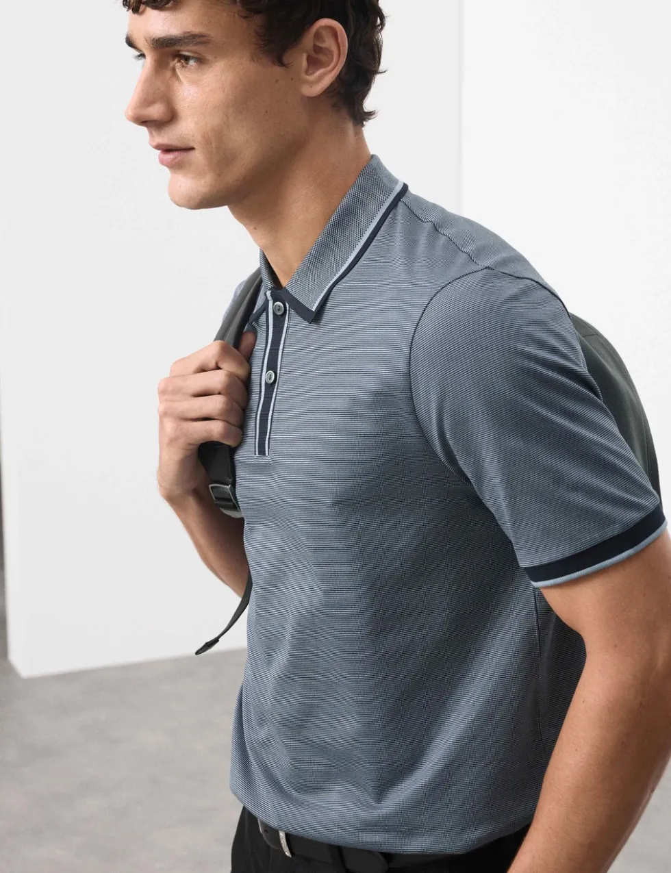 Pure Cotton Jacquard Polo Shirt