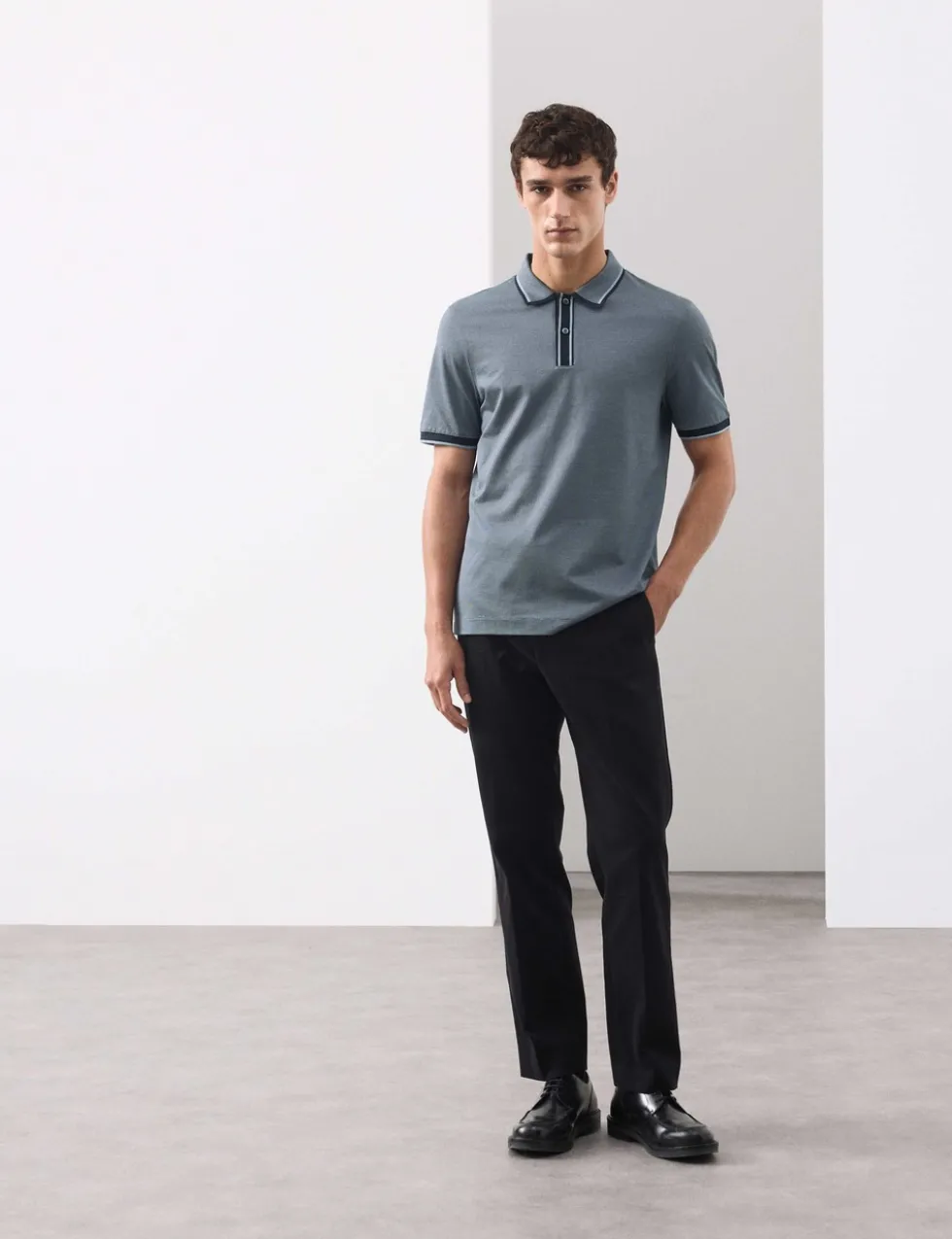Pure Cotton Jacquard Polo Shirt