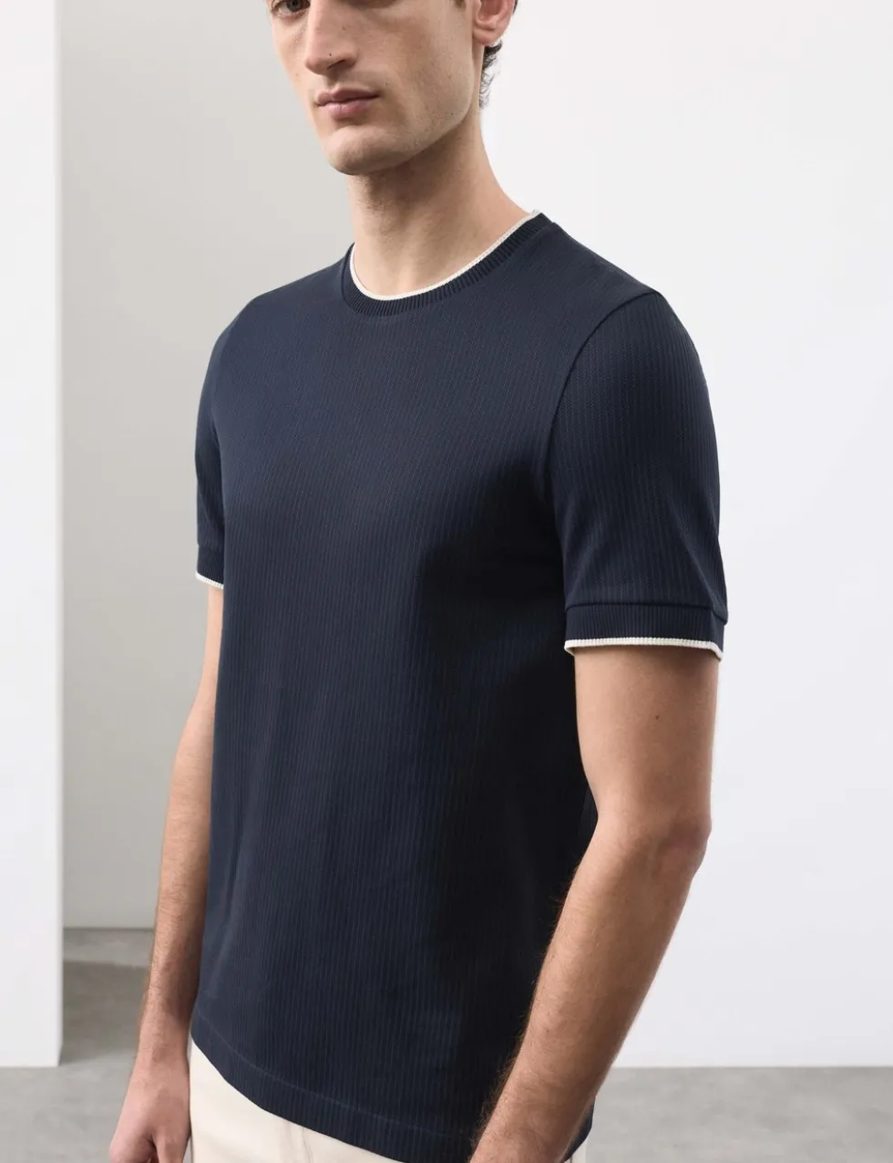 Pure Cotton Jacquard T-Shirt
