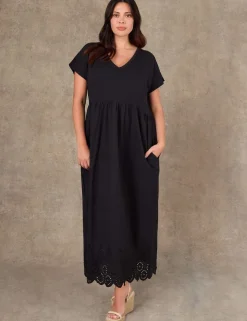 Pure Cotton Jersey Broderie Maxi Skater Dress