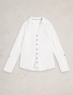 Pure Cotton Jersey Broderie Shirt