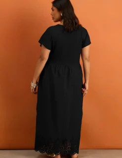 Pure Cotton Jersey Broderie Maxi Skater Dress