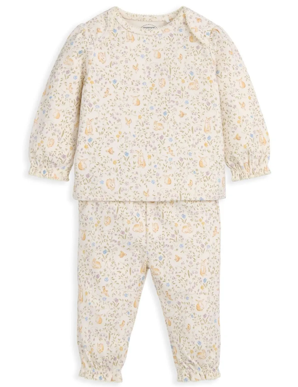 Pure Cotton Jersey Bunny Floral Print Pyjamas (3 Mths-3 Yrs)