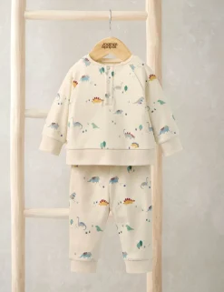 Pure Cotton Jersey Dinosaur Print Pyjamas (3 Mths-3 Yrs)