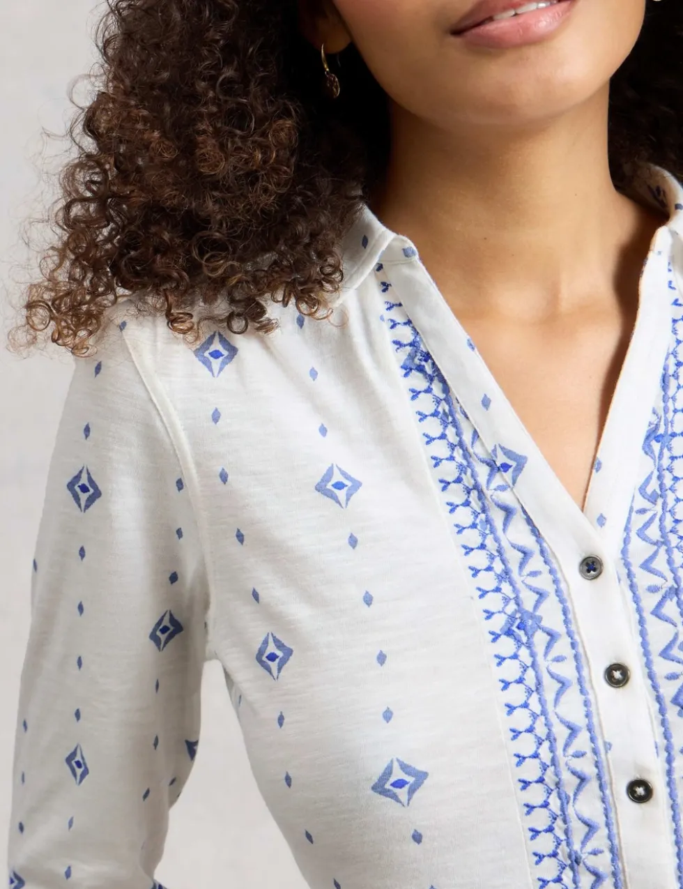 Pure Cotton Jersey Embroidered Shirt