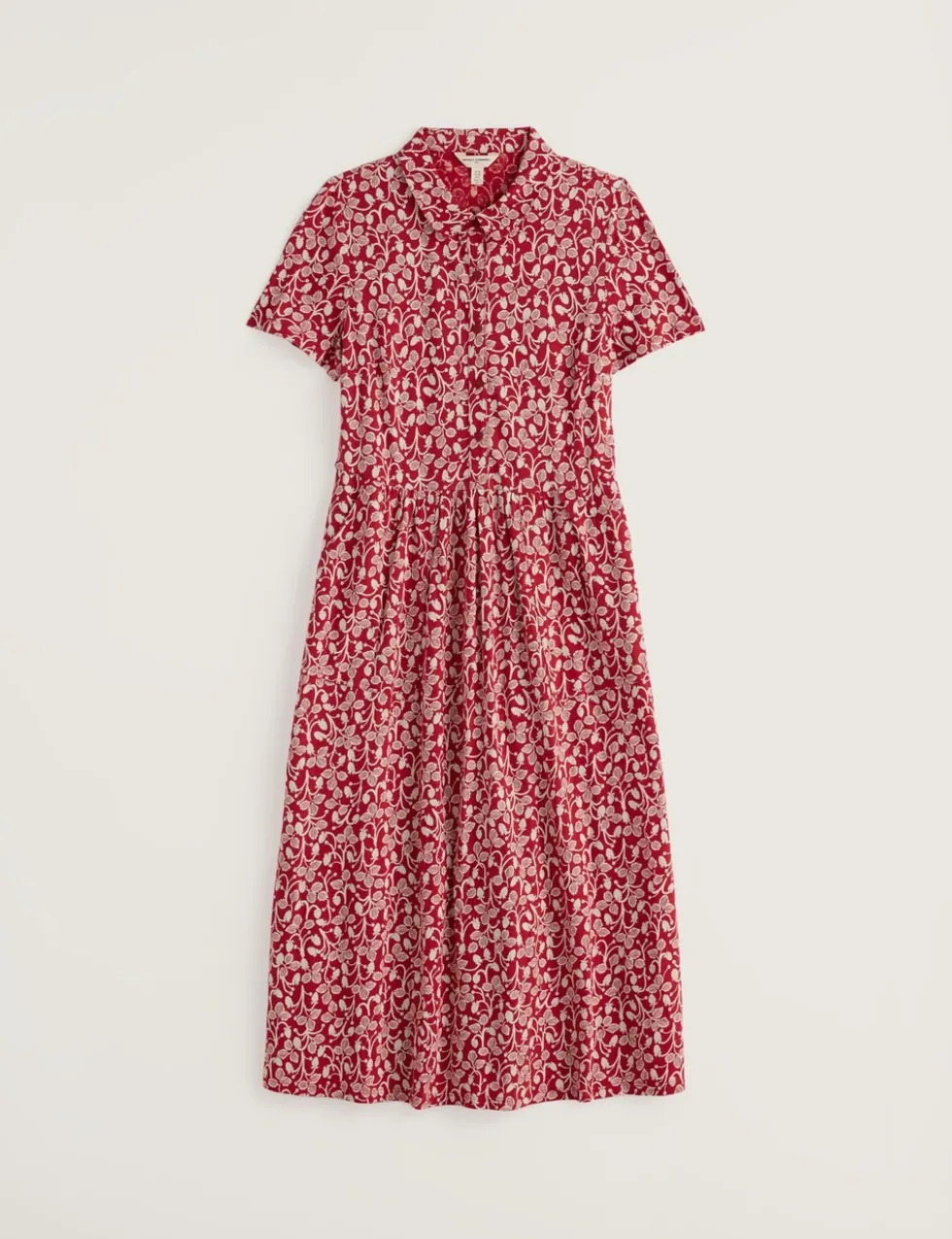 Pure Cotton Jersey Floral Midi Shirt Dress