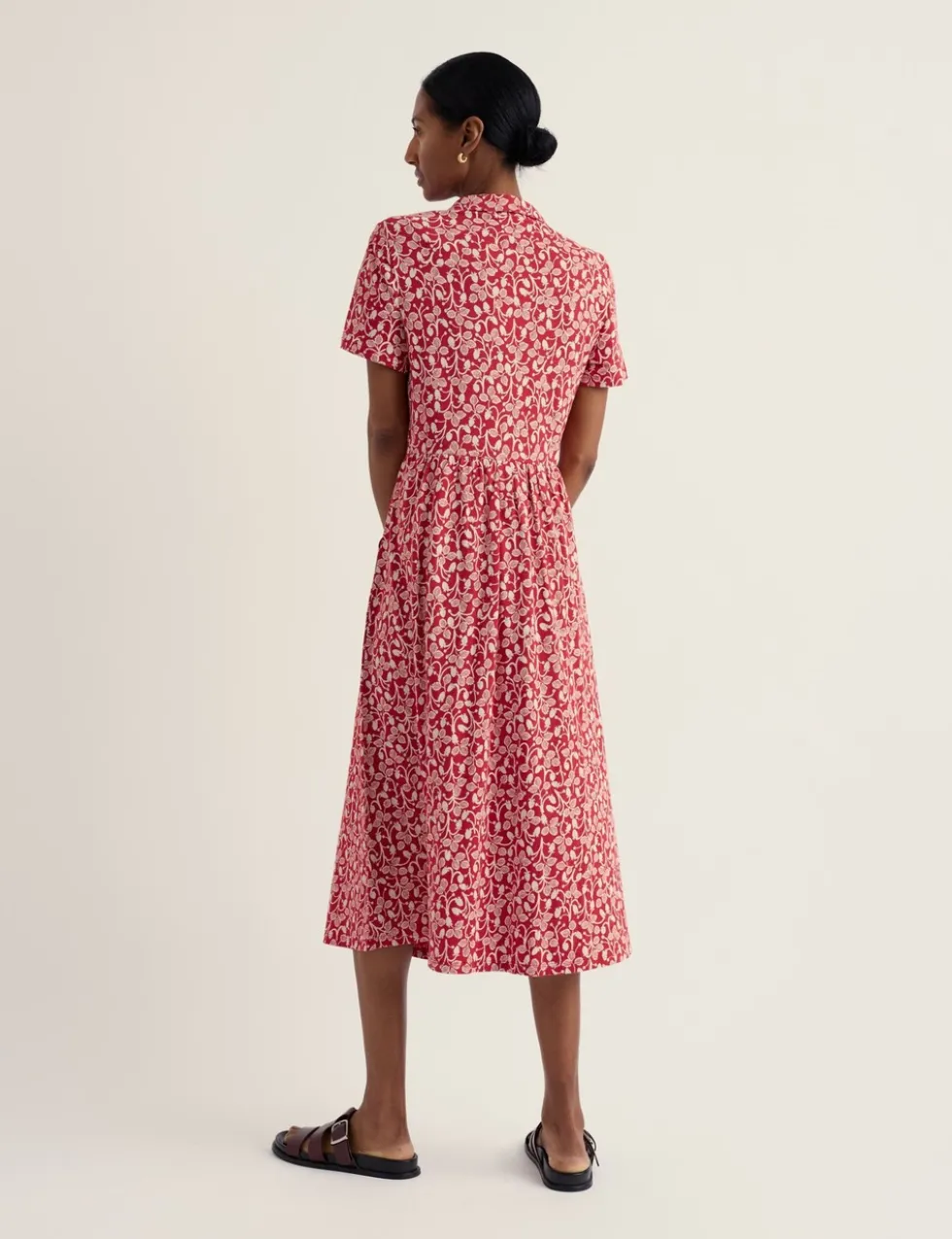 Pure Cotton Jersey Floral Midi Shirt Dress