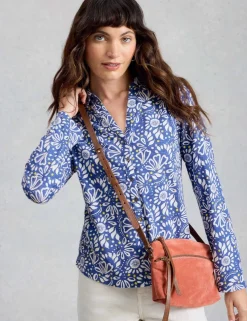 Pure Cotton Jersey Floral Button Through Shirt