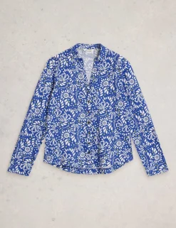 Pure Cotton Jersey Floral Button Through Shirt