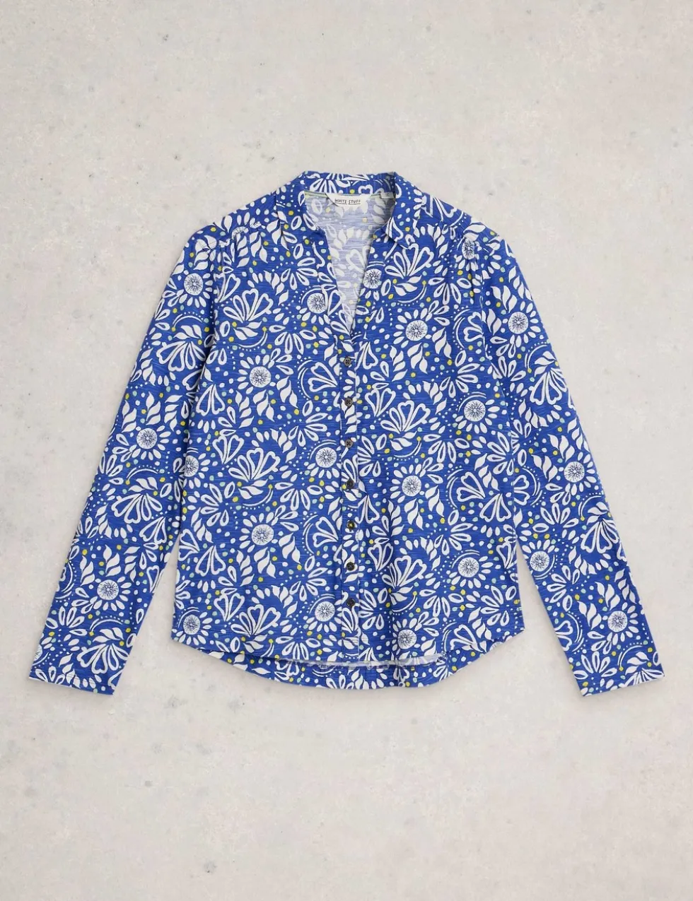 Pure Cotton Jersey Floral Button Through Shirt