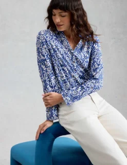 Pure Cotton Jersey Floral Button Through Shirt