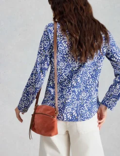 Pure Cotton Jersey Floral Button Through Shirt