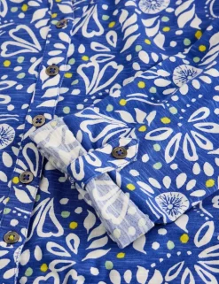 Pure Cotton Jersey Floral Button Through Shirt