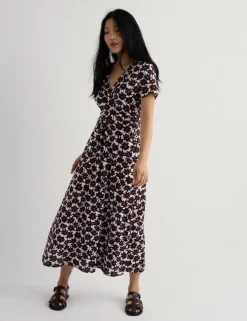 Pure Cotton Jersey Floral Midi Dress