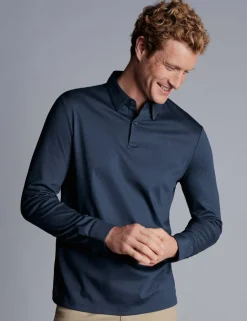 Pure Cotton Jersey Long Sleeve Polo Shirt