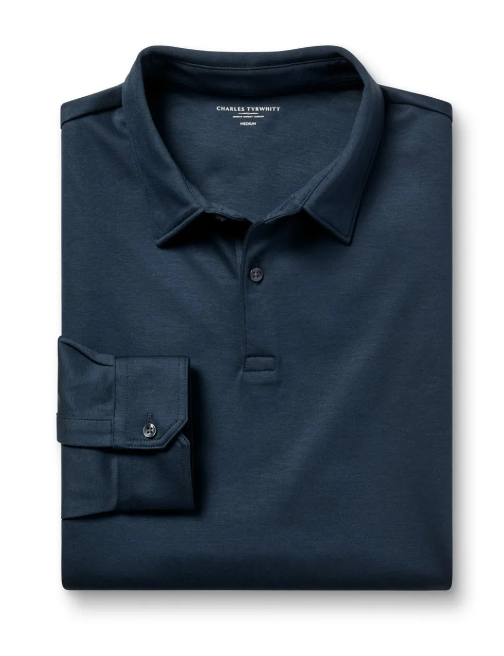 Pure Cotton Jersey Long Sleeve Polo Shirt