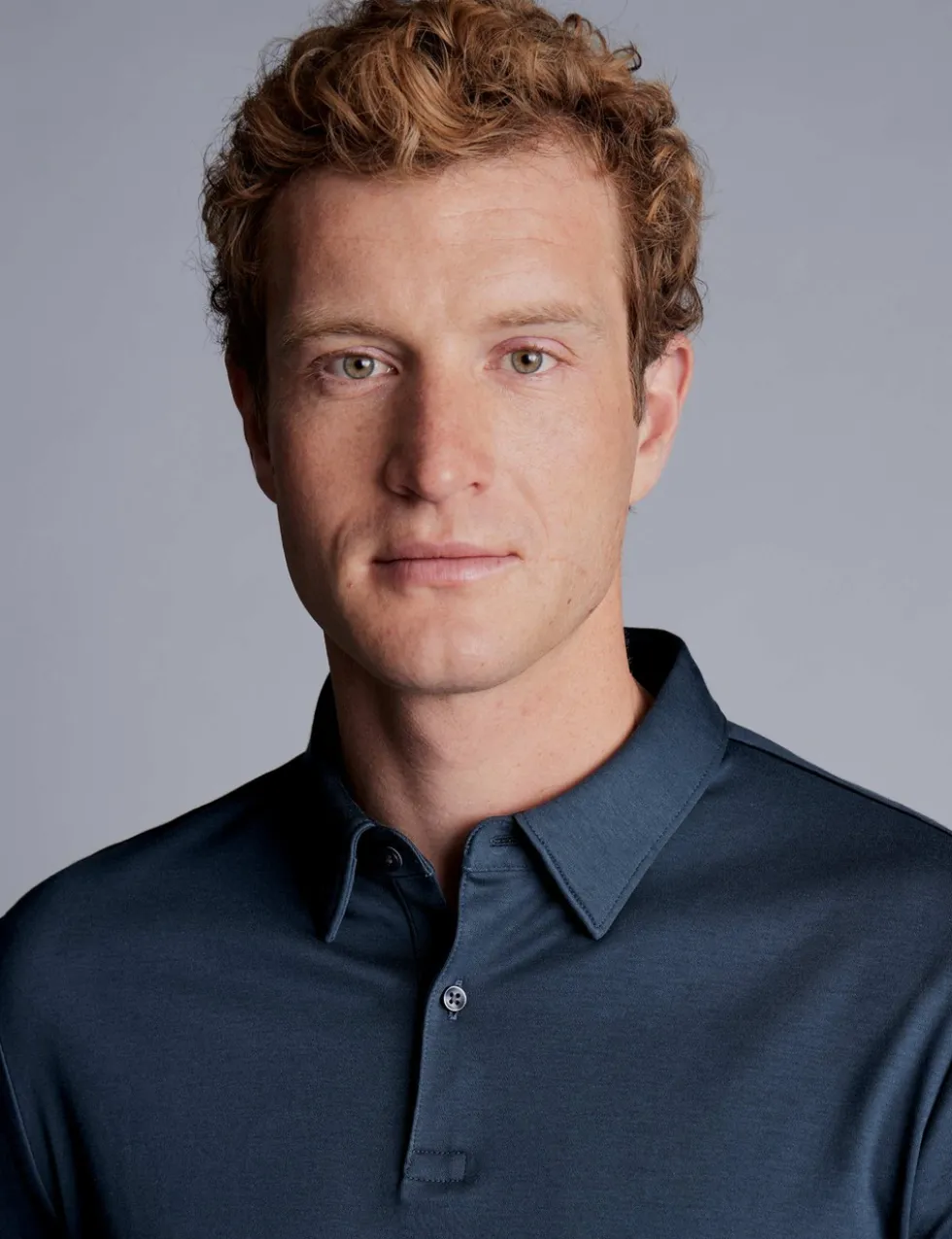 Pure Cotton Jersey Long Sleeve Polo Shirt