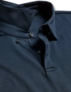 Pure Cotton Jersey Long Sleeve Polo Shirt