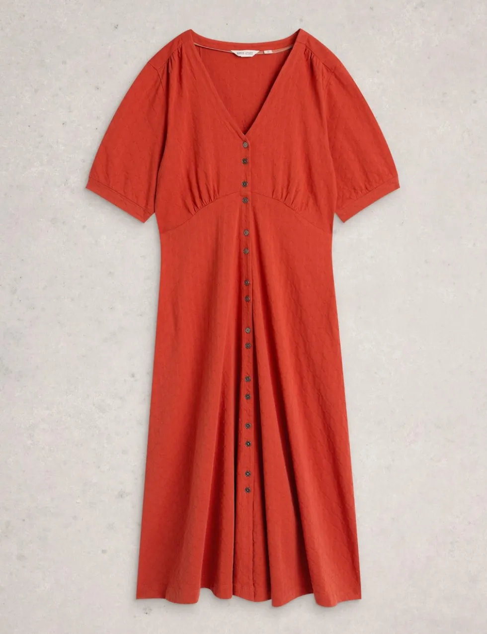 Pure Cotton Jersey Midi Waisted Dress