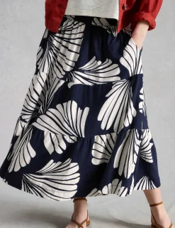 Pure Cotton Jersey Printed Maxi A-Line Skirt