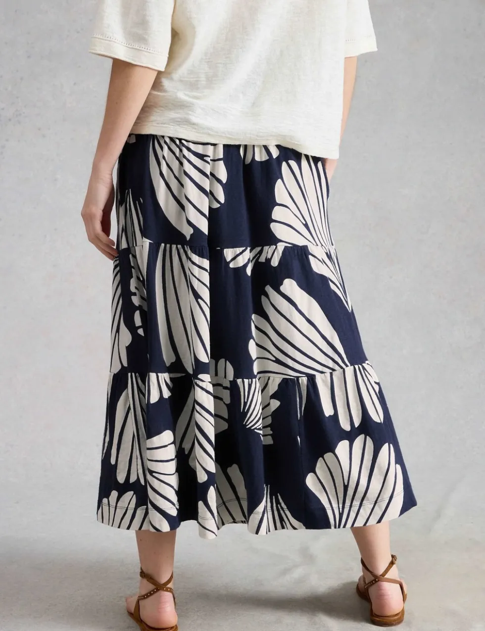 Pure Cotton Jersey Printed Maxi A-Line Skirt