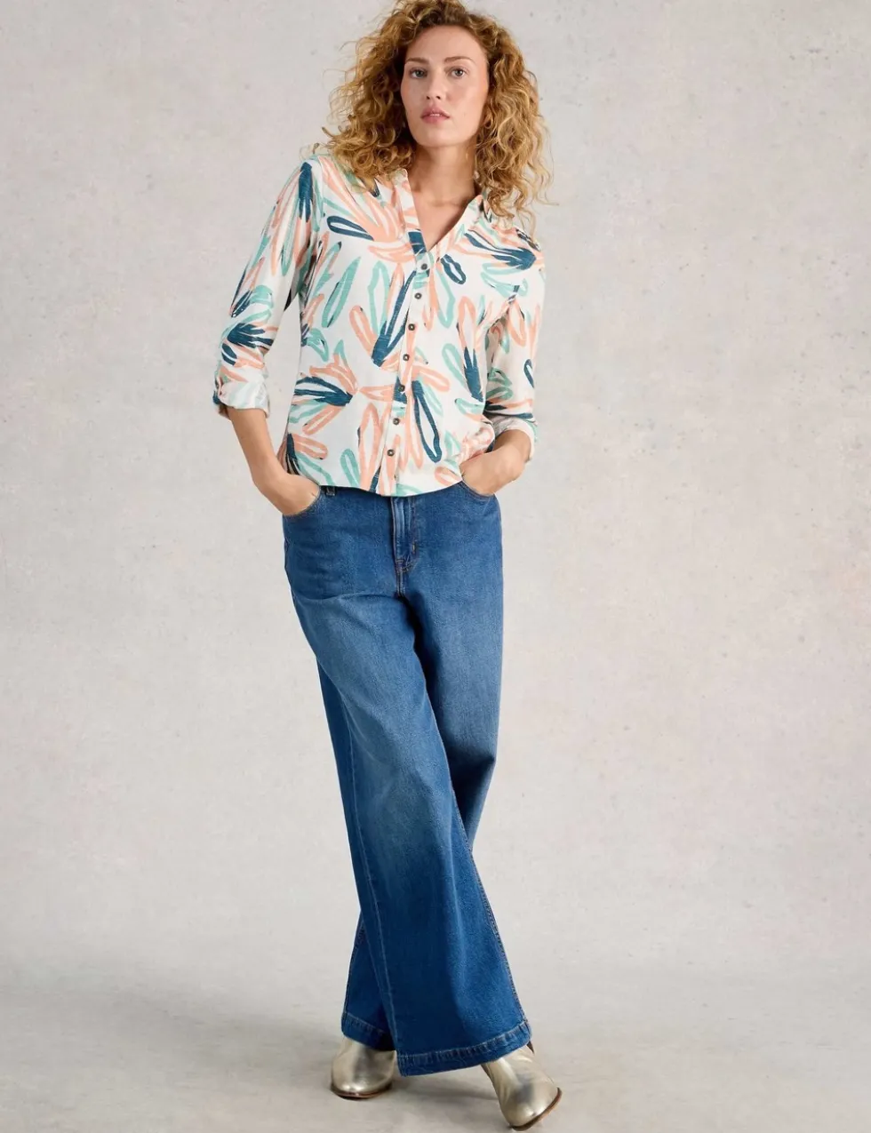 Pure Cotton Jersey Printed Collared Shirt