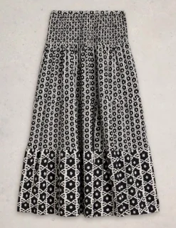 Pure Cotton Jersey Printed Maxi A-Line Skirt