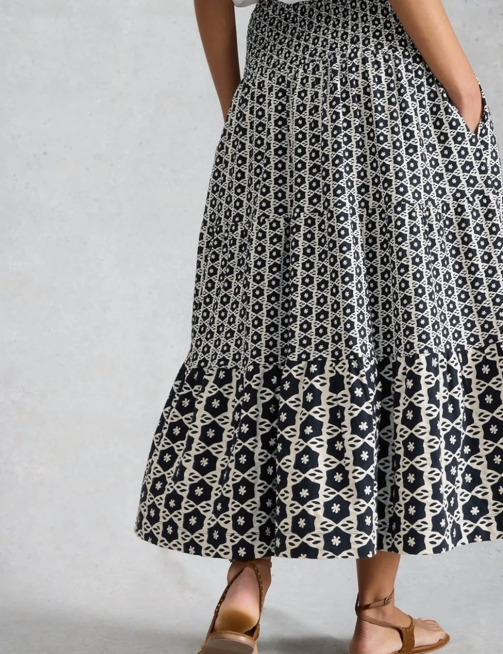 Pure Cotton Jersey Printed Maxi A-Line Skirt