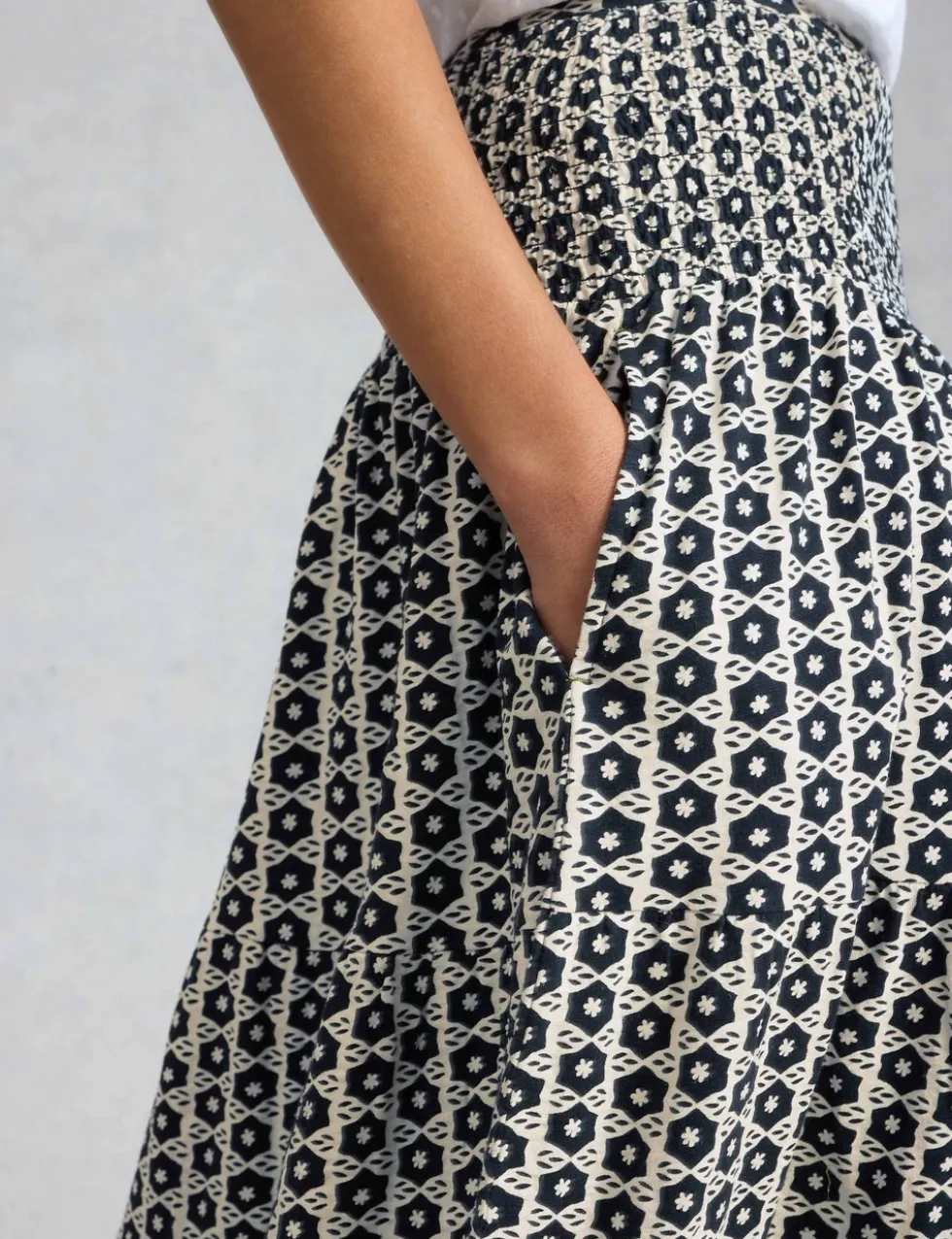 Pure Cotton Jersey Printed Maxi A-Line Skirt