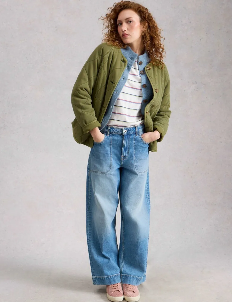 Pure Cotton Jersey Quilted Collarless Jacket