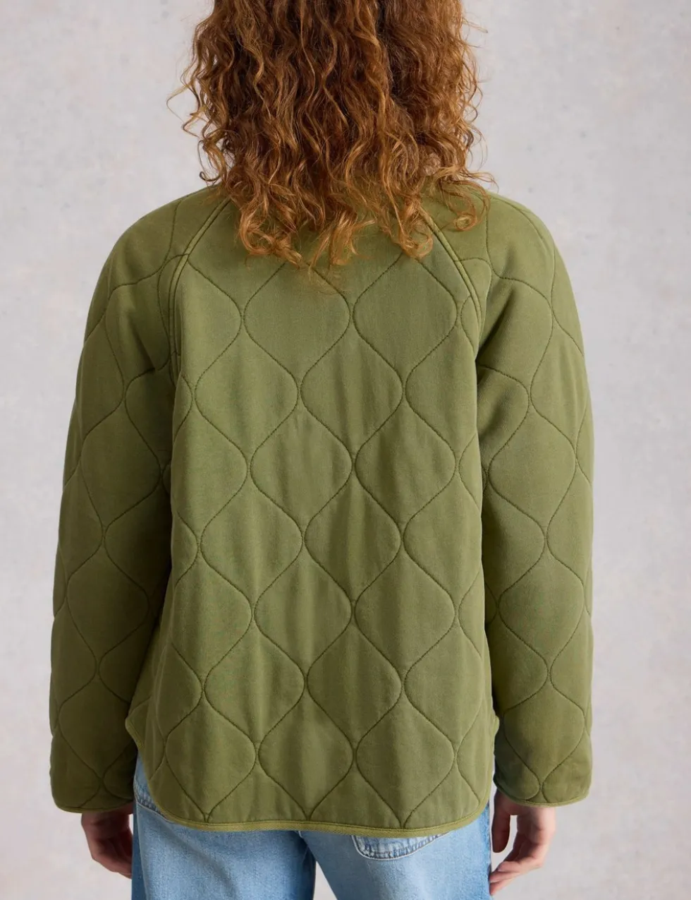 Pure Cotton Jersey Quilted Collarless Jacket