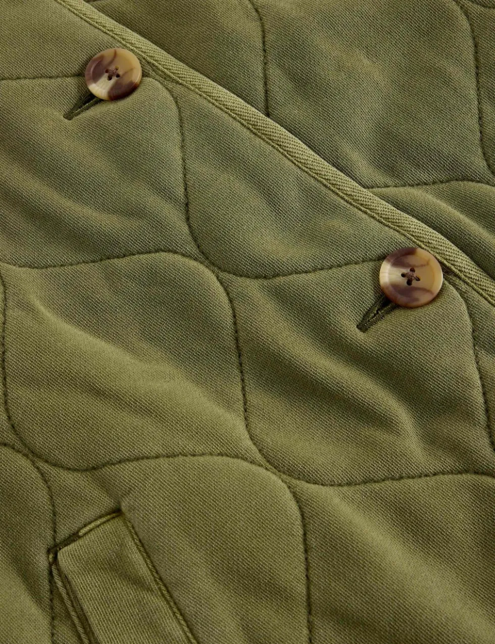 Pure Cotton Jersey Quilted Collarless Jacket