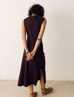 Pure Cotton Jersey Shirred Front Midi Dress