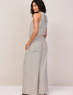 Pure Cotton Jersey Striped Trousers