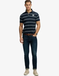 Pure Cotton Jersey Striped Polo Shirt